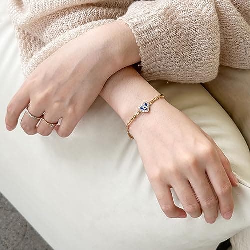 Rose Gold Plated Evil Eye Bracelet for Women Girls