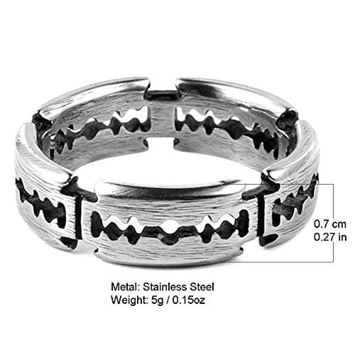 HZMAN Men's Gothic Stainless Steel Double Edge Blades Ring