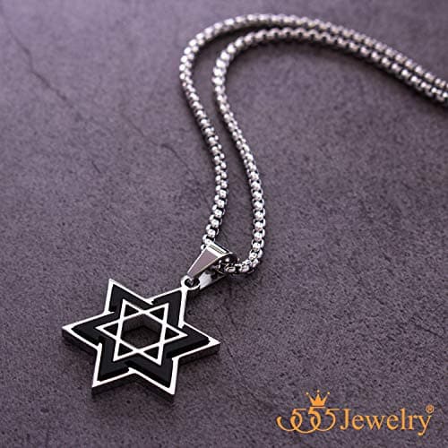 Unisex Stainless Steel Star of David Necklaces - 2-Piece Set