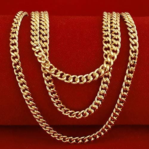 24K Gold Plated 2.2mm Curb Chain Necklace for Men & Women