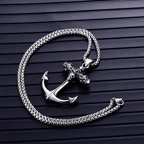Stainless Steel Square Pearl Chain Punk Necklaces for Men