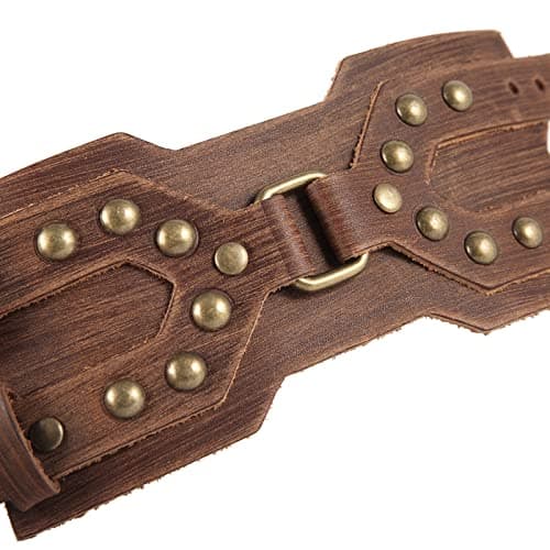HZMAN Punk Style Adjustable Leather Bracelet for Men - Motorcycle, Archery, Costume Parties