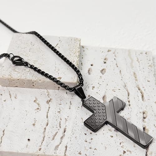 Premium Men's REGIS Cross Necklace with 24-Inch Lord's Prayer Pendant