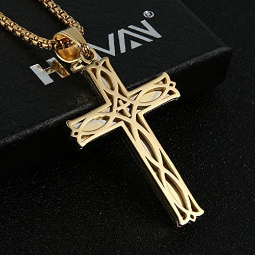 Stainless Steel Infinity Celtic Cross Irish Knot Pendant Necklace