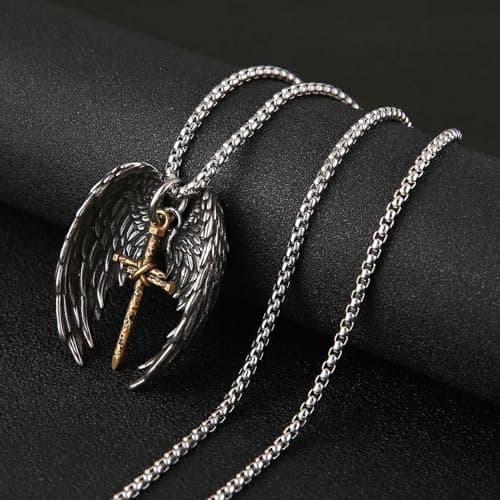 HZMAN Angel Wing Necklace - Stainless Steel Faith Pendant Jewelry