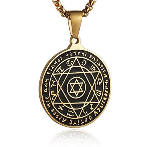 Stainless steel Talisman Seal Solomon Star Pendant Necklace - 12 Constellations
