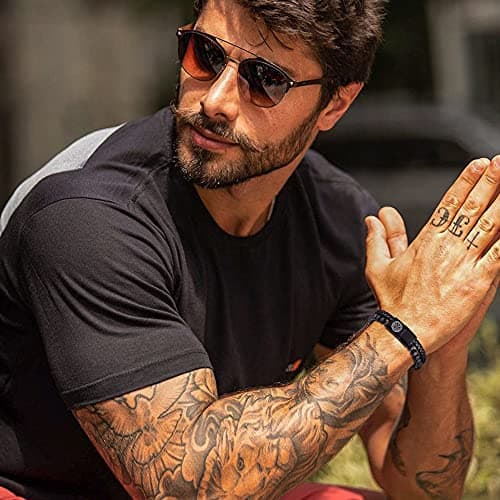 VNOX Viking Bracelet for Men - Genuine Leather Braided Thor's Hammer Wristband Jewelry