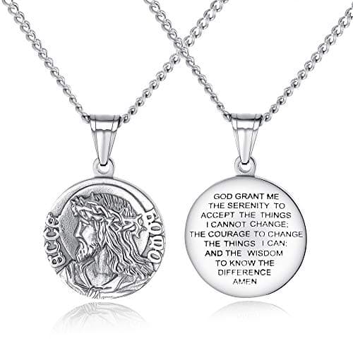 Goldtone Jesus Bible Verse Necklace for Men