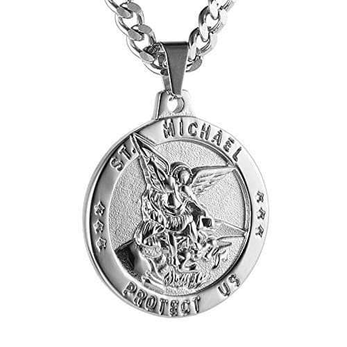 Stainless Steel Archangel St Michael Medal Pendant Necklace