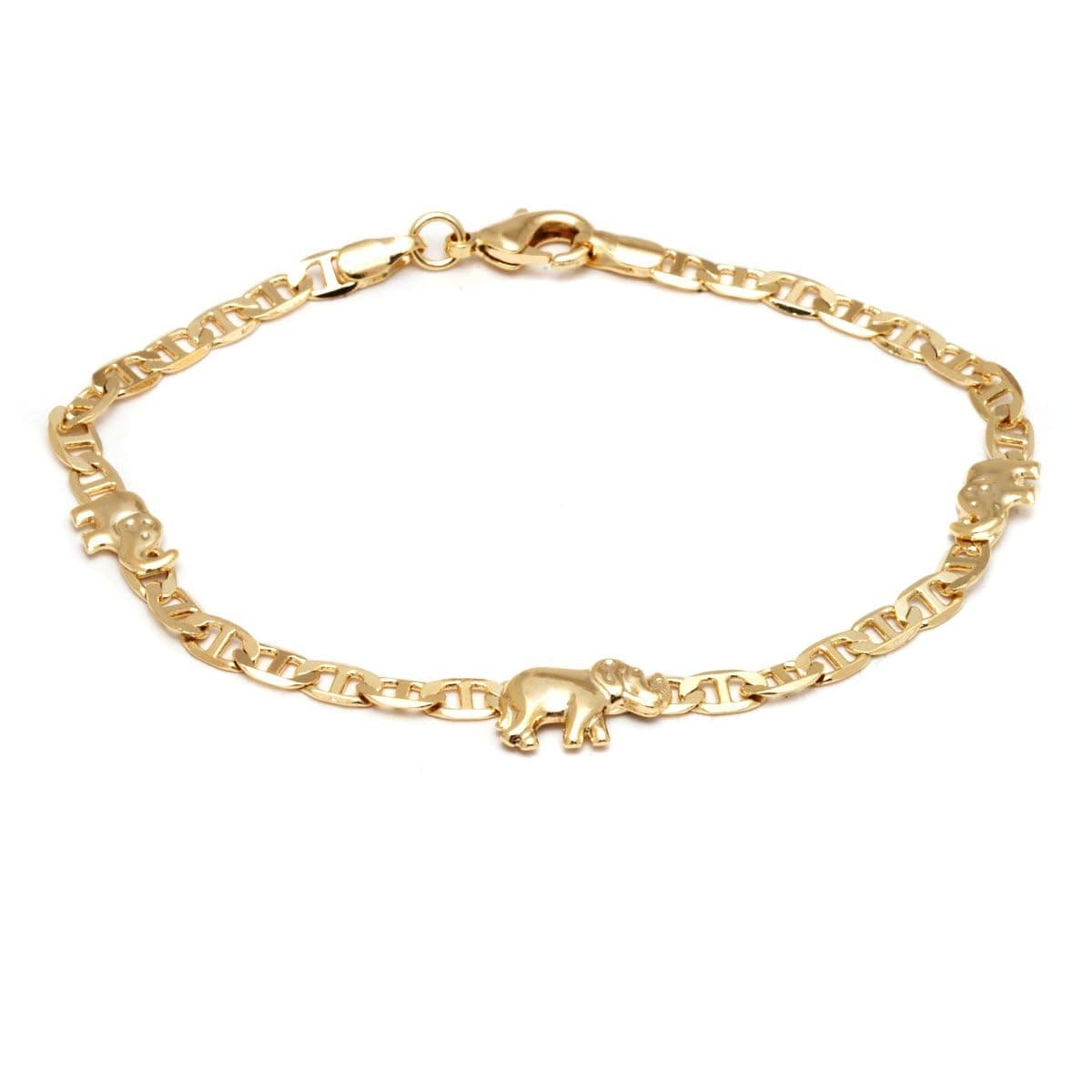 Barzel 18K Gold Plated Flat Marina Elephant Anklet, Made in Brazil