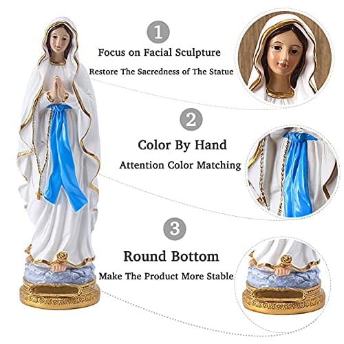 Qianling 8.7" Virgin Mary Statue for Catholic Altar Decor