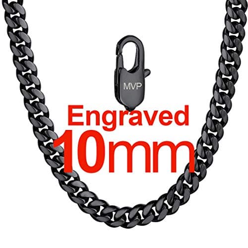 Men's Chunky Miami Cuban Chain Necklace with Custom Options - Available in Various Widths and Lengths, Gold Plated, Stainless Steel, or Black - Comes with Gift Box