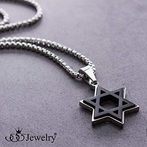 Unisex Stainless Steel Star of David Necklaces - 2-Piece Set