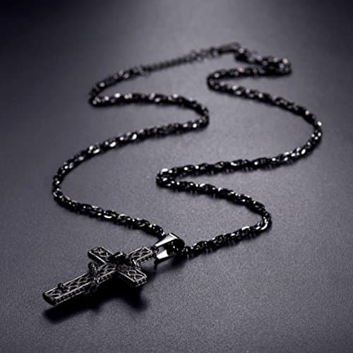 PROSTEEL 316L Stainless Steel Snake Cross Necklace, Adjustable 22"-24", Box Included