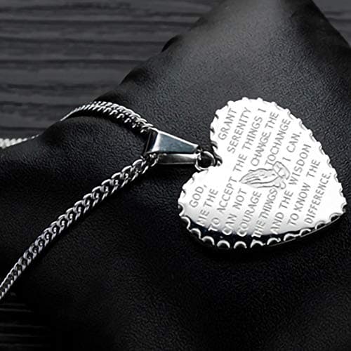 Jude Jewelers Stainless Steel Christian Cross Serenity Prayer Pendant Necklace