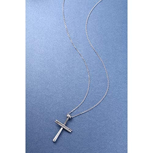 Men's Sterling Silver Cross Pendant Necklace - 24 Inch Chain