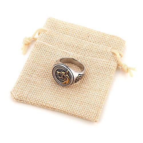 HZMAN Viking Wolf Ring for Men Stainless Steel Wolf Head Paw Rings Gift