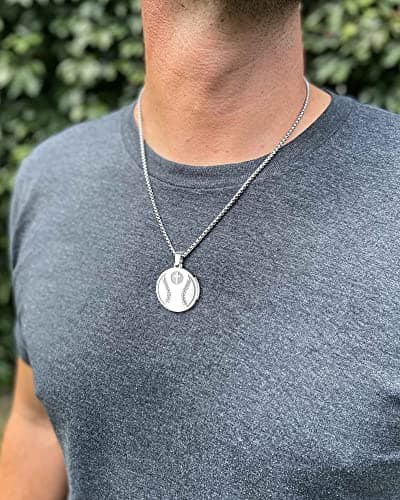Stainless Steel Sports Pendant Necklace with Bible Verse - Luke 1:37
