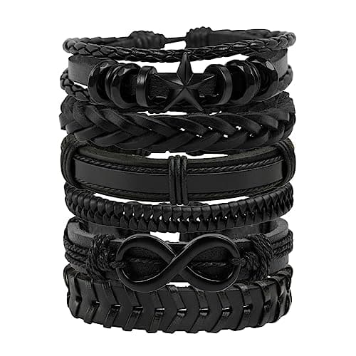 Manfnee Braided Leather Adjustable Bracelet for Men and Women