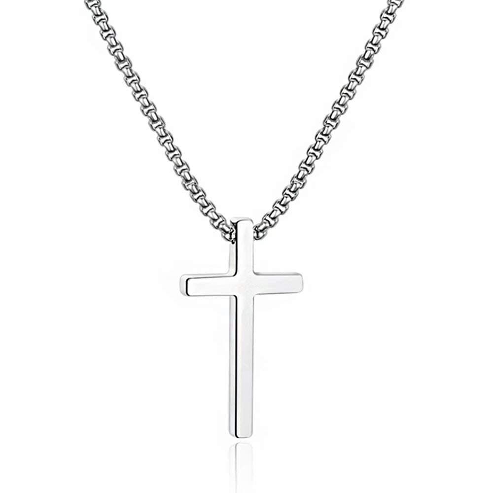Men's Silver Black Gold Stainless Steel Cross Necklace 16-30 Inch Box Chain
