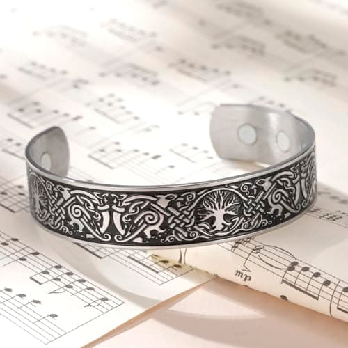 Cooltime Ancient Nordic Tree of Life Odin's Raven Magnetic Bracelet