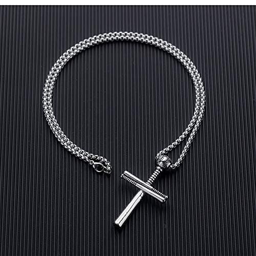 TEMICO Stainless Steel Baseball Cross Pendant Necklace for Men Sports Enthusiasts