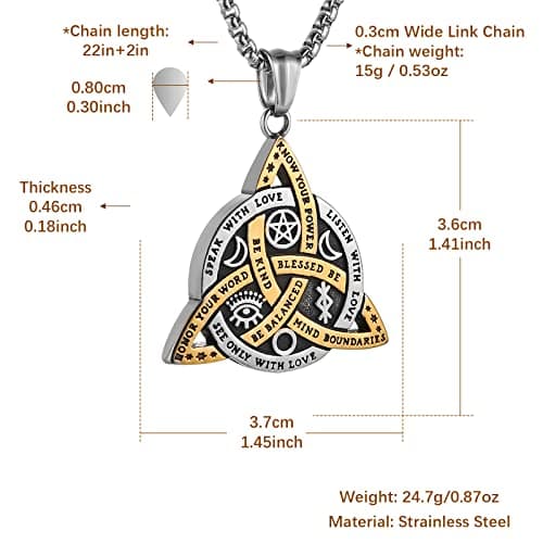Triple Goddess Triquetra Necklace Triple Knot Pendant