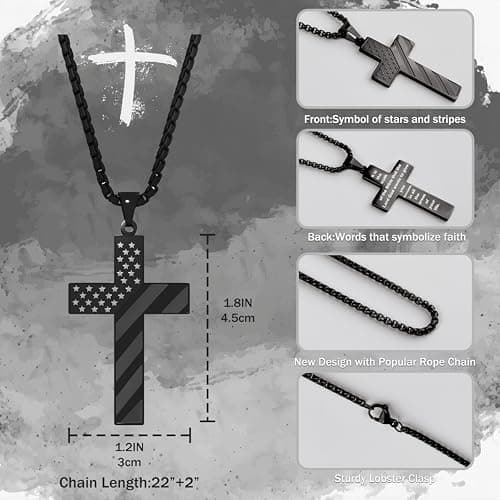 Premium Men's REGIS Cross Necklace with 24-Inch Lord's Prayer Pendant