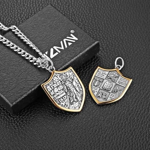 HZMAN Men's Stainless Steel Red Cross Templar Necklace Gift