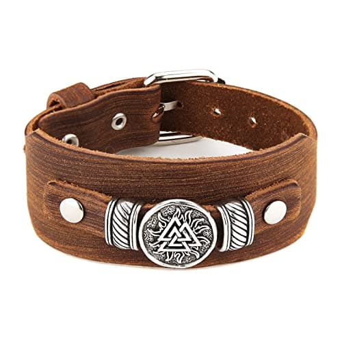 HZMAN Leather Braided Viking Bracelets for Men - Biker Vintage Talisman Jewelry Gift