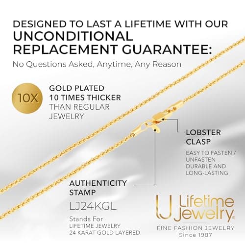 14 to 30 Inch 24k Gold Plated Diamond Cut Rope Chain for Men & Women
