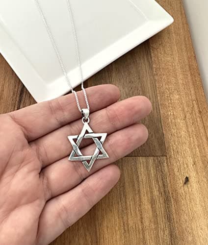 Sterling Silver Star of David Necklace Pendant for Men and Women