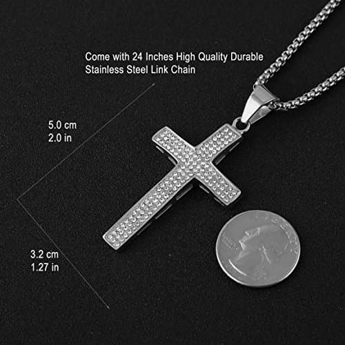 Iced Out Cross Pendant 18k Gold Plated Stainless Steel Hip-Hop Necklace for Men