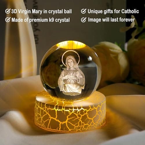 Arikyrist 3D Crystal Virgin Mary Statue, Blessed Mother for Home Decor