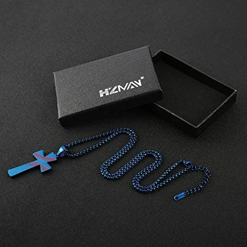 HZMAN To My Son Baseball Cross Necklace with "I CAN DO ALL THINGS" Bible Verse