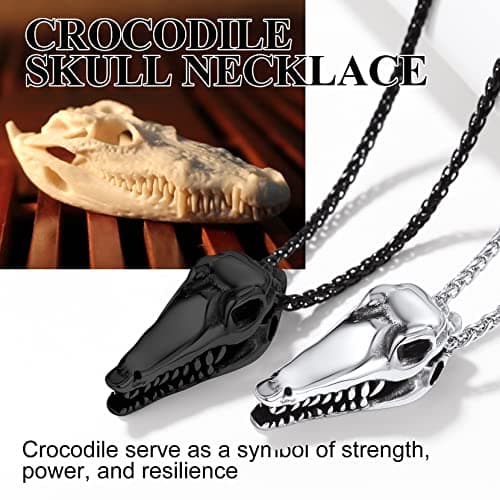 Richsteel Men's Crocodile T-Rex Skeleton Punk Jewelry