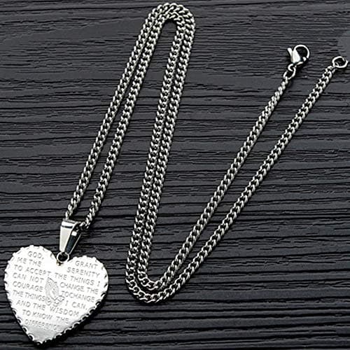 Jude Jewelers Stainless Steel Christian Cross Serenity Prayer Pendant Necklace