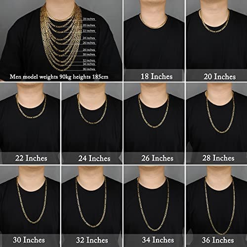 Real Gold Plated Figaro Chain Necklace for Men, Women, and Boys