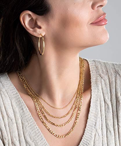 Gold Plated Figaro Chain Necklace for Women & Men