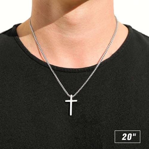 Men's Silver Black Gold Stainless Steel Cross Necklace 16-30 Inch Box Chain