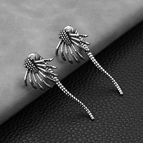 Alien Facehugger Earrings - Retro Gothic Punk Stainless Steel Stud Earrings for Men and Women