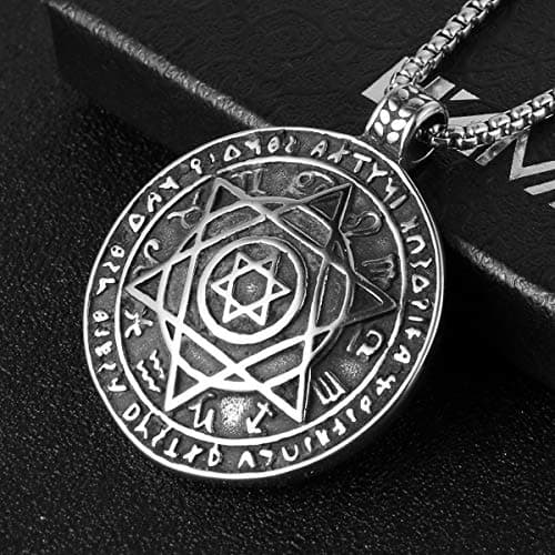 Stainless steel Talisman Seal Solomon Star Pendant Necklace - 12 Constellations