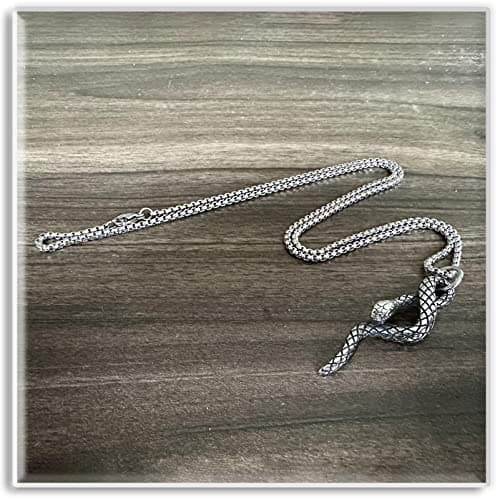Xusamss Punk Rock Stainless Steel Animal Snake Pendant Necklace
