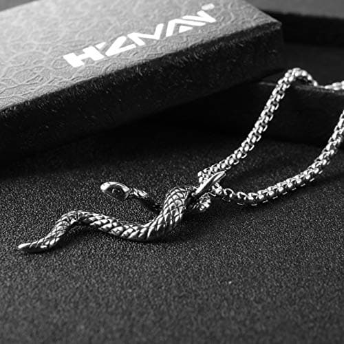 Men's Gothic Snake Pendant Chain Necklace, Stainless Steel