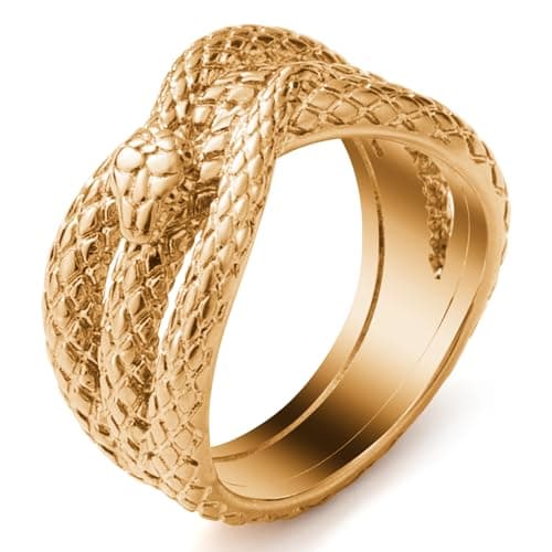 Stainless Steel Gothic Punk Snake Ring for Men Size 8-13