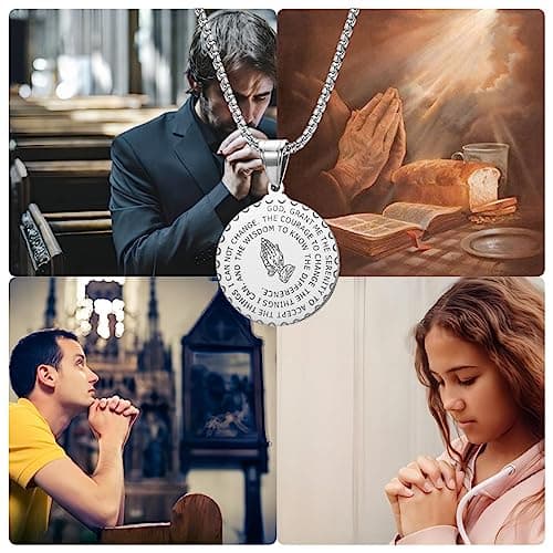 Christian Serenity Prayer Necklace with Lord's Prayer Pendant