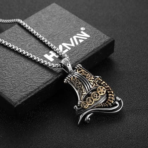 HZMAN Norse Viking Ship Sailing Necklace for Men