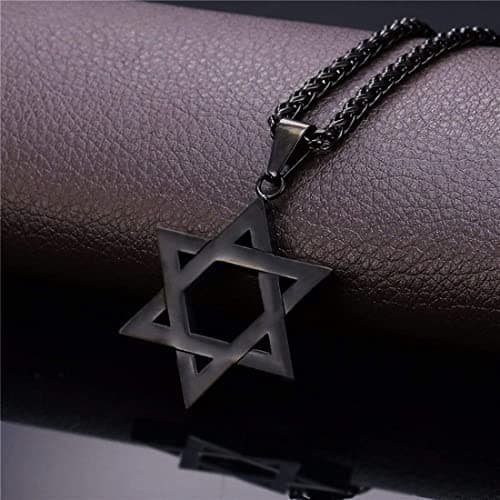 JTTBIGV Stainless Steel Star of David Pendant Necklace for Men & Women Religion Jewelry 24" Chain