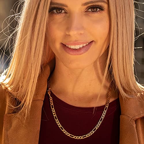 Flat Figaro Chain Necklaces in 24k Real Gold Plated for Men & Women