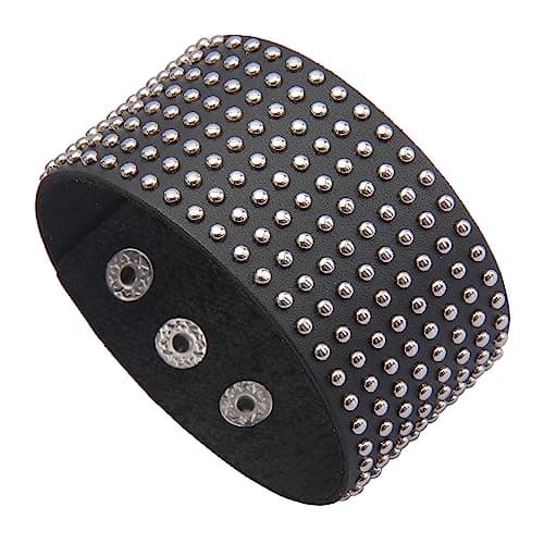 Jeilwiy Men's Punk Leather Wristbands - Adjustable, Braided Black & Brown Cuff Bangle Gifts